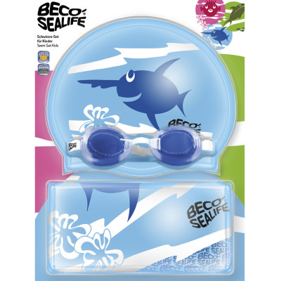 Swim Set II - Kids Swim Goggles, Silicone Cap & Bag - Blue 2
