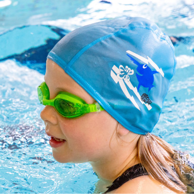 Kids Fabric Swim Cap blue breathable and comfortable 2